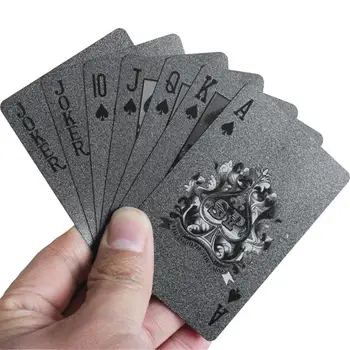 Čierny Matný Plast Poker Karty PET Nepremokavé Hracie Karty Na Stolové Hry