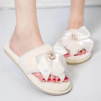 Nové Topánky Flip flops Ženy pearl Anti-Slip Sandále, Papuče Krytý módne ležérne Oblečenie obuv ženy S Lukom-uzol papuče hy183