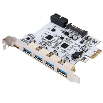 Pridať Na Kartu USB 3.0, PCI-E Typ C Rozširujúca Karta PCI Express PCI-E na Radiča USB 3.0 5Port + 1Port USB 3.1 PCI-E Karty Adaptéra