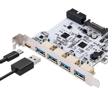 Pridať Na Kartu USB 3.0, PCI-E Typ C Rozširujúca Karta PCI Express PCI-E na Radiča USB 3.0 5Port + 1Port USB 3.1 PCI-E Karty Adaptéra