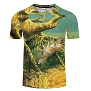 Nové 2019 rybárske tričko štýl bežné Digitálne ryby 3D Tlač t-shirt Muži Ženy Letné tričko Krátky Rukáv O-krku Topy&Tees s-6xl