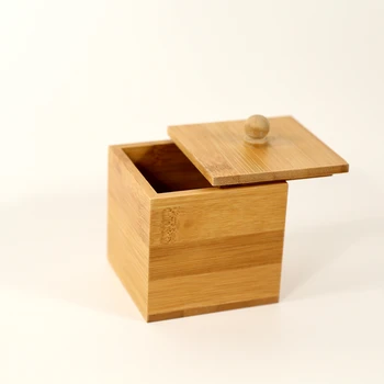 Bambusové Tabuľka Organizátor Mini Square Šperky Box s vekom Multi-Používať Ekologické Prírodné Drevo Úložný Box pre Cutton Bud