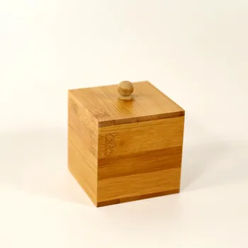 Bambusové Tabuľka Organizátor Mini Square Šperky Box s vekom Multi-Používať Ekologické Prírodné Drevo Úložný Box pre Cutton Bud