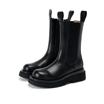 Nový Luxusný Chelsea Boots Ženy Členková Obuv Robustný Zimné Topánky na Platforme, Členkové Topánky Pošmyknúť na Robustný Päty BV Boot Značky Dizajnér
