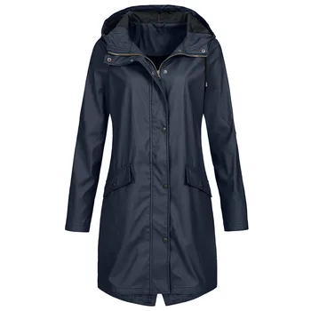 Kabát Žena Žien Bunda dámske Oblečenie dámske jednofarebné Dážď Outdoor Bunda s Kapucňou, Nepremokavé Vetru Dlhá Srsť