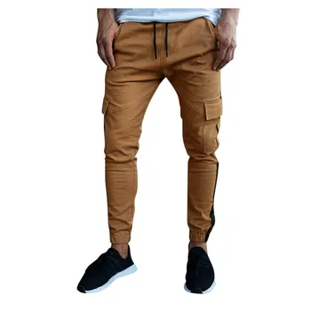 Pánske jesenné a zimné šitie nohavice športové bežné nohavice módne a pohodlné farbou fitness patchwork F04*