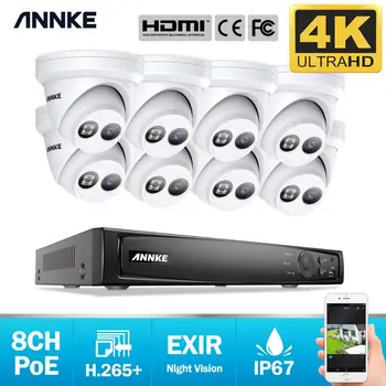 ANNKE 8CH 4K Ultra HD POE Siete kamerového Systému 8MP H. 265+ NVR S 8X 8MP Poveternostným vplyvom IP Bezpečnostné Kamery CCTV Auta
