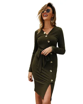 Cezhraničné Európske a Americké Módne dámske EBay Jersey Šaty Nový Štýl pre Jesenné a Zimné podkolienok Bežné Šaty