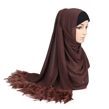 2020 Nový Trend Pierko Šifón Hijabs Turban Islamskej foulard Dámy Šátek Strapec Dlho Šatkou A Zábaly Ženy Veľké rozmery Šatky