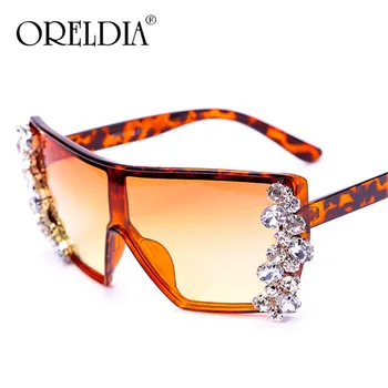 Nadrozmerné Diamond slnečné Okuliare Ženy 2020 Luxusné Módne Leopard Tlač Námestie slnečné Okuliare Gradient Vintage Punk Okuliare UV400 Gafas