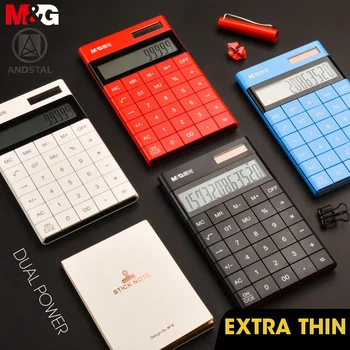 M&G 12-miestny Moderný Kalkulačka Dual Power Andstal Farba Caculator Roztomilé Malé Solárne Kalkulačky Vedecké Calculater Maturitné skúšky