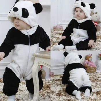 2019 Dieťa Romper Baby Chlapci, Dievčatá Jumpsuit Nové narodený Bebe Odev s Kapucňou Batole Detské Oblečenie Roztomilá Panda Romper Detské Kostýmy