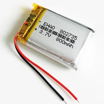 3,7 V 800mAh 802735 Lítium-Polymérová LiPo Nabíjateľná Batéria Pre Mp3 PAD GPS, DVD, E-book, náhlavnej súpravy bluetooth reproduktor 8*27*35mm