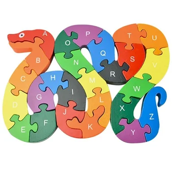 26 Ks Drevené Hračky Had obrazová Skladačka Waldorf Montessori Hračky Vzdelávacích Hračiek 3d Puzzle