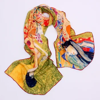 DANKEYISI 2019 Van Gogh Olejové Maľby Hodvábna Šatka Ženy & Mužov Šatku Reálne Hodvábne Šatky Ženy, Luxusné Značky Dizajnér Šatky