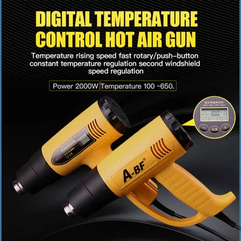 A-BF Priemyselné teplovzdušné Pištole Digitálny Displej Elektrická teplovzdušná Pištoľ na Zváranie Plastov Pochodeň Hot sušič na Vlasy Auto Fólie Praženie 1600W/2000W