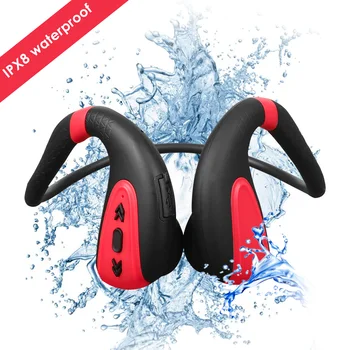 IPX8 Vodotesné 8G Hudobný Prehrávač MP3, Bluetooth Bezdrôtové Slúchadlá Krku Háčik Kostné Vedenie Headset pre Športové Plávanie, Potápanie