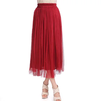 Pridať nový módny big swing sukne dámske vysoký pás pre dospelých dlho tylu Skladaná Sukňa Jeseň Tylu Plnej Oblečenie Spodnička sexy značky