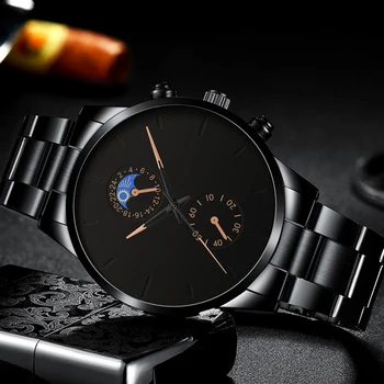 Reloj Hombre Luxusné Módne Podnikania Muži Hodinky Klasickej Čiernej Nerezovej Ocele, Quartz Analógové Náramkové Hodinky Relogio Masculino