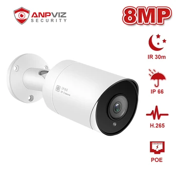 Anpviz (Hikvision Kompatibilné) IPC-B880W-DS 8MP Bullet POE IP Kamera H. 265 Vonkajšie ONVIF Kompatibilné IP66 IR 30 m Dohľad