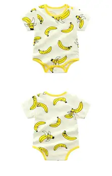 Baby Leta Stúpania Oblečenie Chlapci Krátke Rukávy Oblečenia Trojuholník Bavlnené Tenké Kombinézu Kačice Detské Oblečenie Cartoon Zvierat Pyžamá