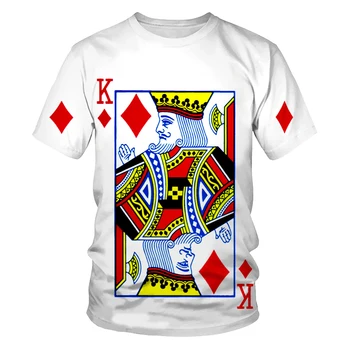 Letné módne pánske a dámske košele 3D hracie karty, bežné tlačené T-shirt pánske hip-hop oblečenie Ázijské veľkosť XXS-6XL