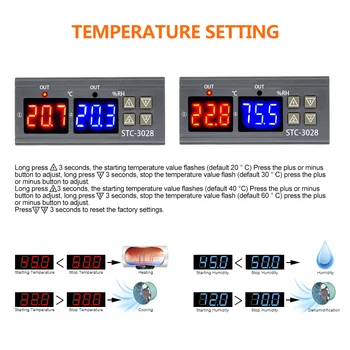 2 ks 110V 220V alebo 12V 24V Digitálny Termostat Humidistat Duálne Zobrazovanie Inkubátor Akvakultúry Teplota Vlhkosť Meter, Teplomer