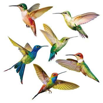 Kreatívne Sklo Obtlačky Kolibrík Maľovanie Nálepky Non Lepidlo Anti-kolízie Okno Záleží na Zabránenie Zrážkam Vtákov 6PCS