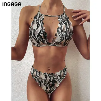 INGAGA Čierne Bikiny Push Up Plavky, Plavky Ženy String plavky s uväzovaním za Ženy 2021 Čipky Biquini Plaviek Bikiny Nastaviť