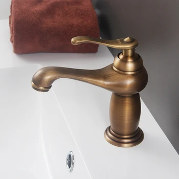 Gisha Kúpeľňa Kohútik Antické Bronzové Prevedenie Mosadz Umývadlo Umývadlo, Batérie, Jeden Rukoväť Vodovodné Kohútiky Vody Mixér Ťuknite Na Položku G1018