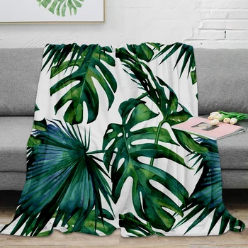 Klasické Palmové Listy Tropickej Džungli Zelená Hodiť Deka Teplý Flanel Deka Flanelové Deka Prikrývky Na Postele