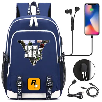 Móda Horúca Hra GTA5 Grand Theft Auto V, USB Chlapec, Dievča, Knihy, Školské tašky Ženy, Mužov, Teenagerov Notebook Batoh Packsack