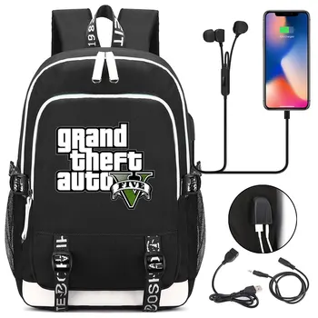 Móda Horúca Hra GTA5 Grand Theft Auto V, USB Chlapec, Dievča, Knihy, Školské tašky Ženy, Mužov, Teenagerov Notebook Batoh Packsack