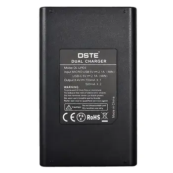 DSTE Duálny LCD Nabíjačky Batérií Súprava pre Canon LP-E6 Fotoaparát Batérie