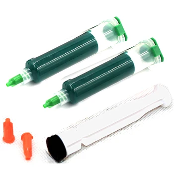 2 ks/veľa PCB UV fotosenzitívne tlačiarenské farby, Zelená PCB UV vyliečiteľná spájkovacia pasta odolať atrament,spájkovacie maska UV atrament +Ihly, + Piest