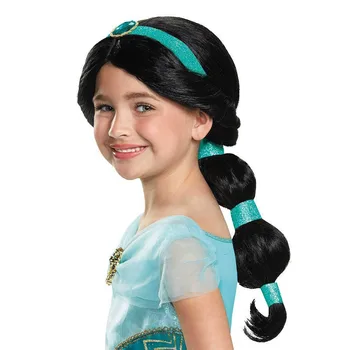 Dievčatá Aladdin Princezná Príslušenstvo Jasmine Strany Tiara Koruny Náušnice, Náhrdelník Magic Lampa Syntetické Vlasy Deti Jasmine Zdobiť Parochňu