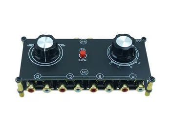 Pasívne RCA, predzosilňovač Prepínač 4 V 1 zo Stereo Audio Signálu, Prepínač pre Výber Splitter Box s ovládaním hlasitosti pre amp zosilňovač
