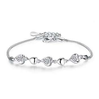 Vysoká kvalita 925 sterling silver šperky láska Kórea žena jednoduchý módny štýl dievčatá roztomilý milovníkov dar srdca tvar náramok