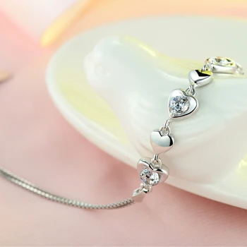 Vysoká kvalita 925 sterling silver šperky láska Kórea žena jednoduchý módny štýl dievčatá roztomilý milovníkov dar srdca tvar náramok