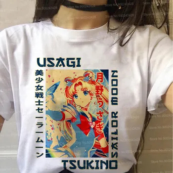 Vogue Sailor Moon t shirt ženy harajuku Estetika Japonský jazyk grafické T-shirt kawaii Anime ulzzang kórejský Štýl Topy Čaj
