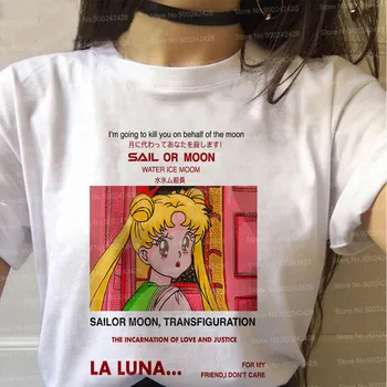 Vogue Sailor Moon t shirt ženy harajuku Estetika Japonský jazyk grafické T-shirt kawaii Anime ulzzang kórejský Štýl Topy Čaj