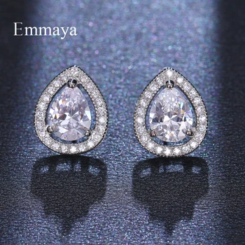 Emmaya Módne šperky Waterdrop Tvar Náušnice Tri Pazúry S Lesklým Zirconia Pre Ženy Elegantné Dekorácie Fascinujúce Darček