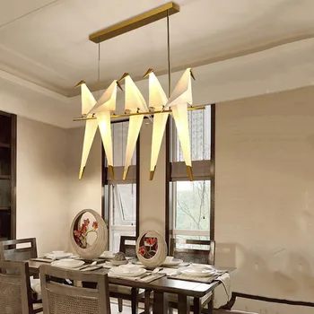 Čínsky Štýl, Moderné Zlatý Vták prívesok svetlá vták tienidlo Led Prívesok, Lampy, obývacej miestnosti, Reštaurácie dekorácie visí lampa