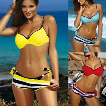 Ženy Holiday Beach Bikini Set Obväz Push-Up Čalúnená Plavky, Plavky Sexi Móda, Plavky Dvojdielne Obleky