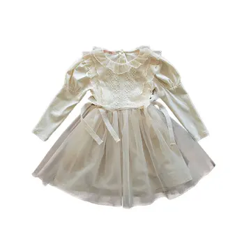 Elegantné Dievčenské Šaty Svadobné Party Princezná Šaty Bežné Deti Oblečenie Čipky Dlhé Rukávy Šaty Detí Vestidos Pre 2-11T CL494