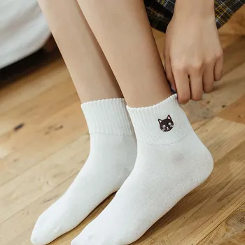 Nový Produkt Žien Vysokej Kvality Cartoon Zvierat Čistej Bavlny Cute Cat Vzor Bežné Ponožky 5 Pár
