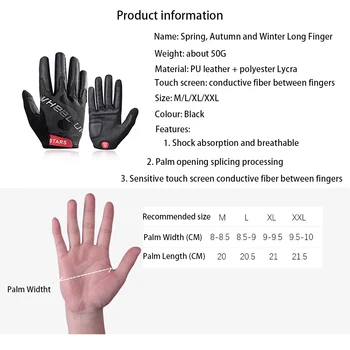 Zimné cyklistické rukavice šok absorpcie non-slip dotykový displej vetru teplé rukavice outdoorové športy plný prst rukavice