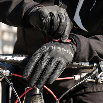 Zimné cyklistické rukavice šok absorpcie non-slip dotykový displej vetru teplé rukavice outdoorové športy plný prst rukavice