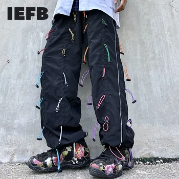 IEFB pánskeho oblečenia šnúrkou funkcia casyak sweapants 2021 prílev nových High Street nadrozmerné voľné šnúrkou širokú nohu, nohavice 9Y3017