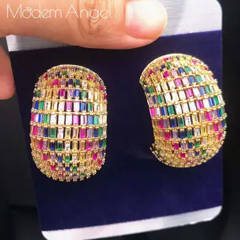 ModemAngel NOVÉ Luxusné Značky Super Boom Cubic Zirconia Farba Prívesok, NÁUŠNICE, NÁHRDELNÍK Pre Dubaj Žien Vysoko Kvalitné Šperky